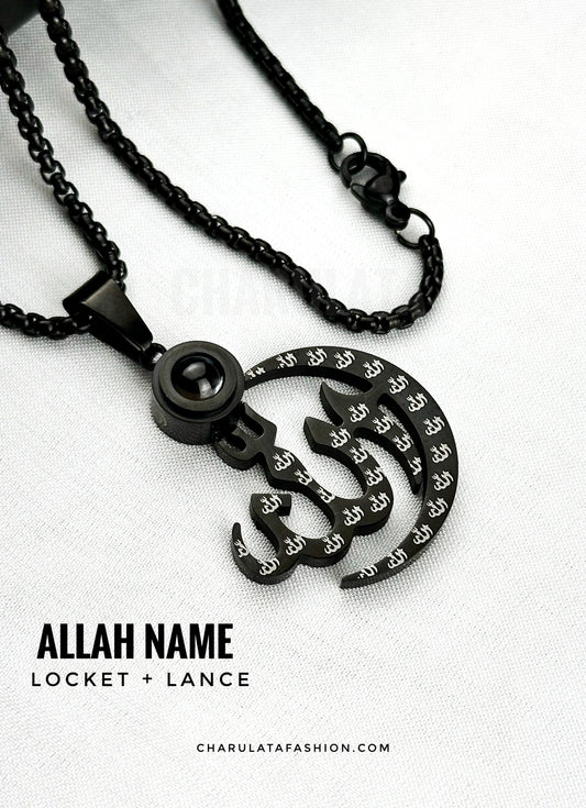 Allah Name Locket + Lance (Black)