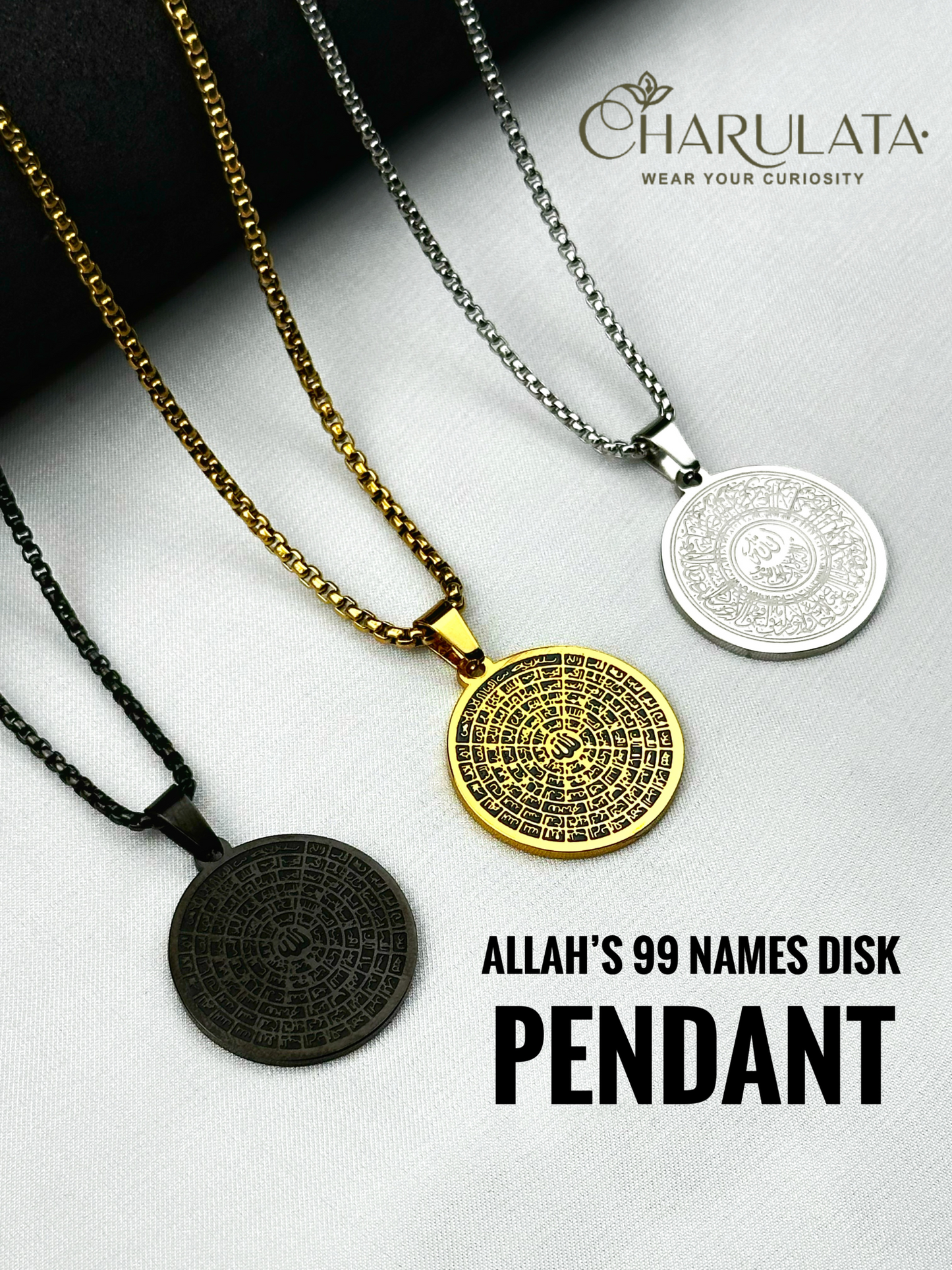 Allah’s 99 Names Disk Pendant